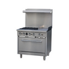 Serv-Ware SGR-4B-12G 36" Gas Restaurant Range w/ (4) Burners, 12" Griddle, (1) Oven, 171.000 BTU
