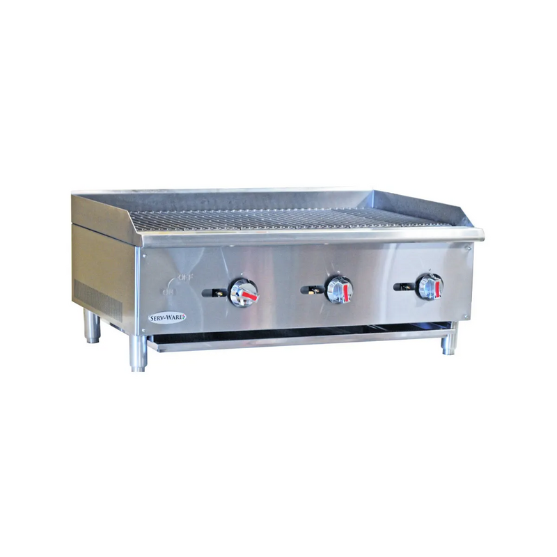 Serv-Ware SCBS-36 36" Countertop Gas Radiant Charbroiler w/ (3) Burners, 90.000 BTU