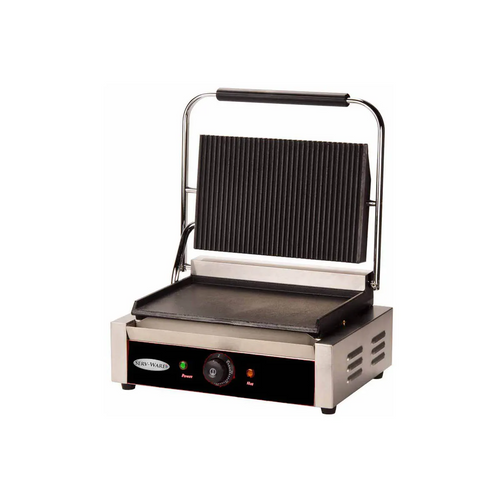 Serv-Ware EPG-100GF Single Sandwich Panini Grill w/ 13" x 9" Grooved & Smooth Plates, 120V
