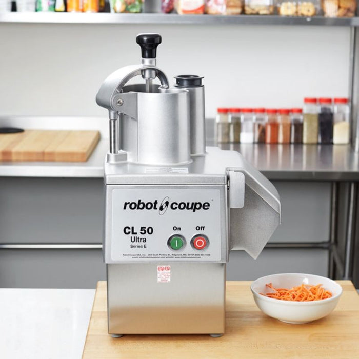 Robot Coupe CL50 Ultra Pizza Dice Continuous Feed Food Processor with 5 Discs, Dice Cleaning & Wall Holder Kits - 1 1/2 hp