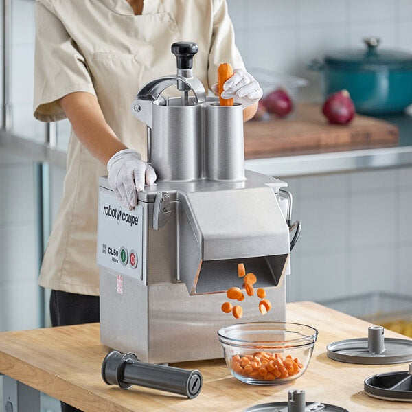 Robot Coupe- CL50E Ultra Restaurant Dice Continuous Feed Food Processor with 9 Discs, Dice Cleaning, and Wall Holder Kits.