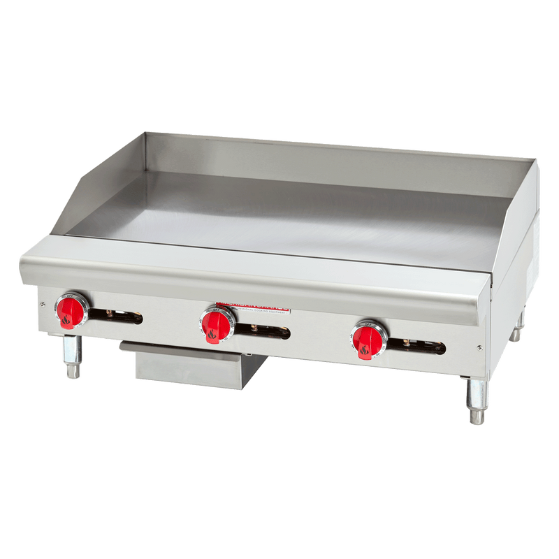 GRIDDLE, GAS, COUNTERTOP : American Range Model No. ARSTG‐36 Griddle, gas, 36" wide