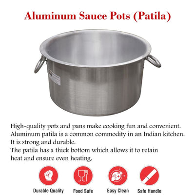 Aluminum Sauce Pots (Patila) - Available in Sizes from 75 Ltrs to 300 Ltrs ( # 42 to # 74)