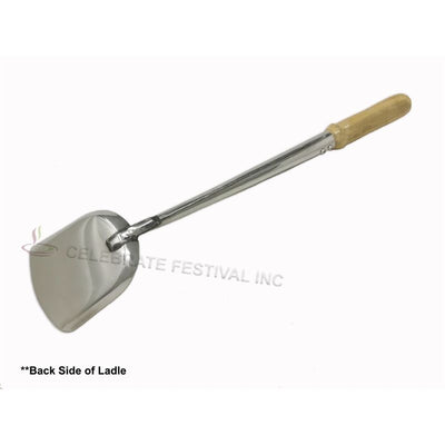 Cooking Ladle : Stainless Wok Shovel 5 X 4 in, Wood Handle, 19 1/2 in, also known as Chinese Laddle