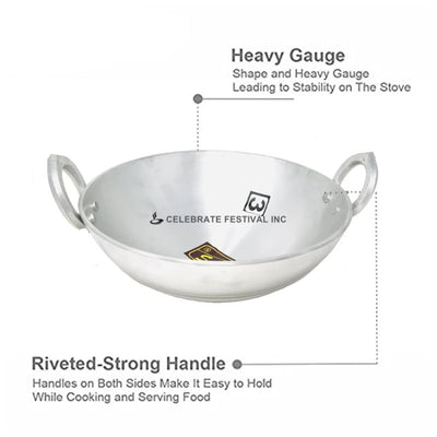 Aluminium Heavy Duty Kadai -for deep frying / cooking - commercial/ restaurants - available in 2 & 30 Diameter