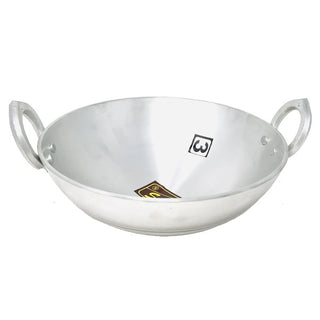 Aluminum round bottom Kadai for deep frying / cooking - commercial/ restaurants - available in 14, 16, 18, 20 & 22
