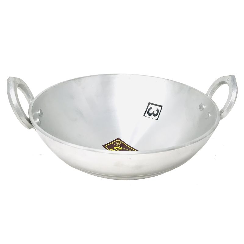 Aluminum round bottom Kadai for deep frying / cooking - commercial/ restaurants - available in 14, 16, 18, 20 & 22" Diameter