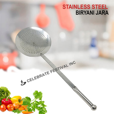 Long handle stainless steel frying ladle for bhature and poori making