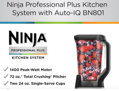 Ninja BN801 Blender 72oz Jug & Chopper 1500watt Professional Plus Kitchen System with Auto-iQ®