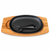 CAST IRON SIZZLER WITH ACICIA WOODEN BASE & LIFTER KEY