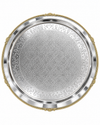 Stainless Steel Round Designer Serving Plate with Brass Border