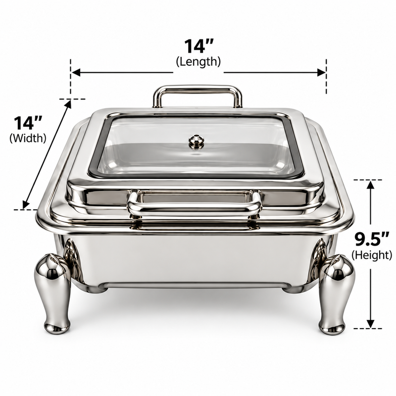 Stainless Steel square glass cover - Hydraulic Chafer