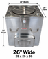 NSF Certified Clay Tandoor Oven, SQUARE Stainless Steel body - 26, 28, 30, 32, 34, 36 inches - Natural Gas