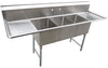 Serve-Ware 53" 3 Compartment Sink with Backsplash – 304 Stainless Steel Commercial Sink (D3CWP1620-V)