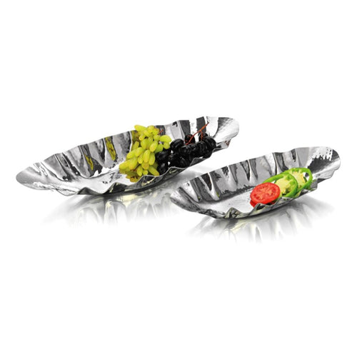 Display Platter-Oval Stainless Steel Hammered