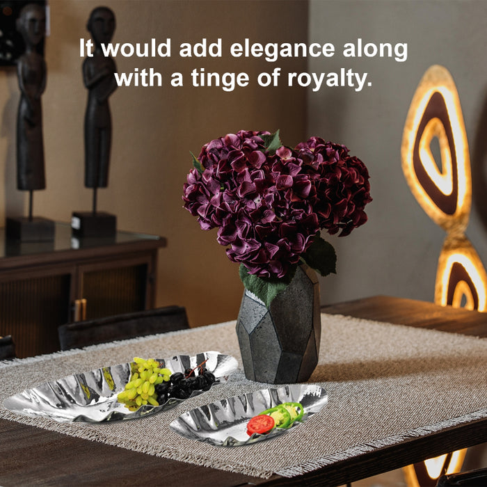 Display Platter-Oval Stainless Steel Hammered