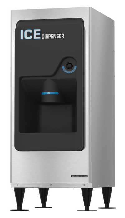 Hotel and motel ice dispenser with push button auger agitator