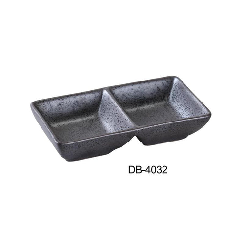 Yanco DB-4032 Diamond Black 5 1/2" Double Sauce Dish, 2 Oz Each, China, Matte Glaze, Black (3Dz)