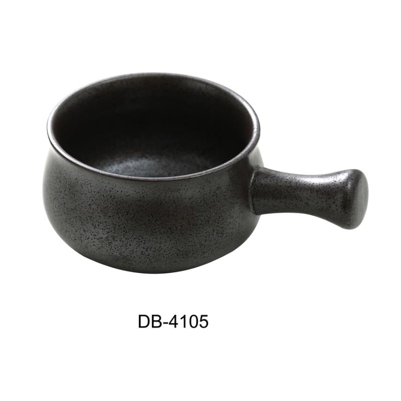 Yanco DB-4105 Diamond Black Skillet with Handle, 22 Oz, China, Matte Glaze, Black (2Dz)