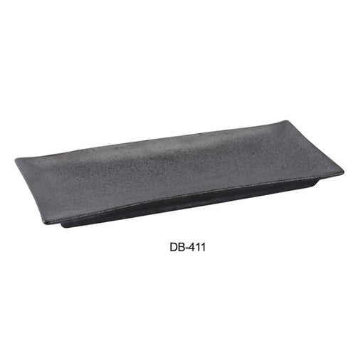 Yanco DB-411 Diamond Black Rectangular Plate, China, Matte Glaze, Black (2Dz)