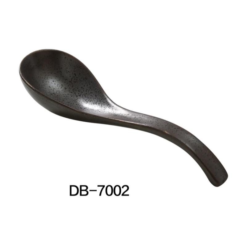 Yanco DB-7002 Diamond Black 6 1/2" Spoon, China, Matte Glaze, Black (6Dz)