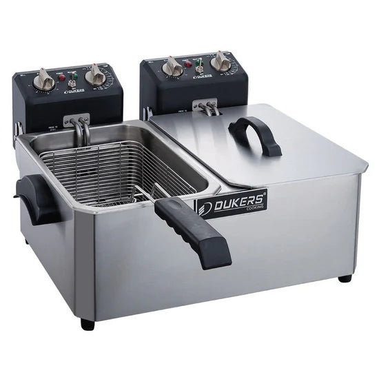 Discontinued - Dukers Two Basket Electric Countertop Fryer DCF10ED - 20lb