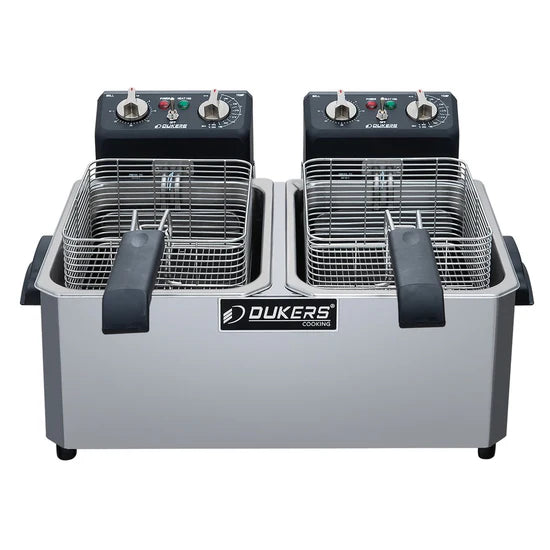Discontinued - Dukers Two Basket Electric Countertop Fryer DCF10ED - 20lb