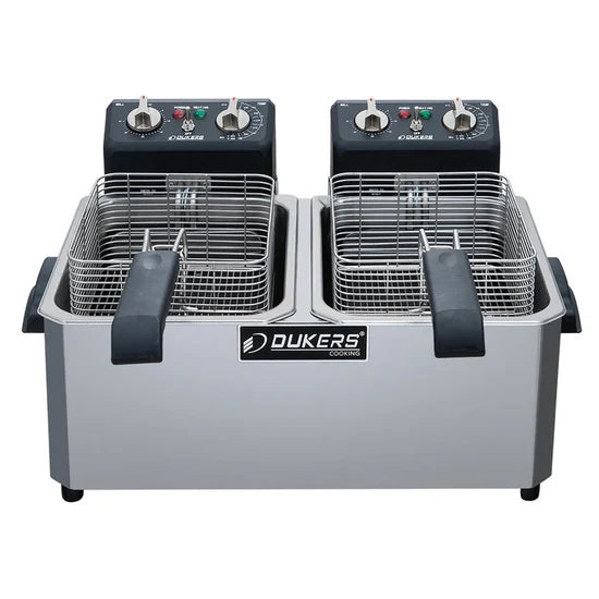 Dukers Two Basket Electric Countertop Fryer DCF15ED - 30lb