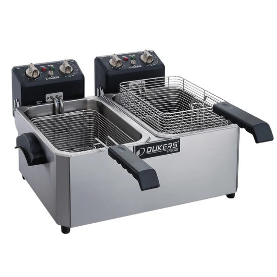 Dukers Two Basket Electric Countertop Fryer DCF7ED - 14lb