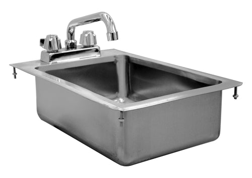 Serve-Ware 12" Drop-In Sink with Faucet & Basket Drain – 304 Stainless Steel Commercial Sink (DIS-1C10145-CWP-V)