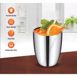 Stainless Steel Hammered Konica Design Oval Glass – 16oz, Mirror & Hammered Finish (3.1