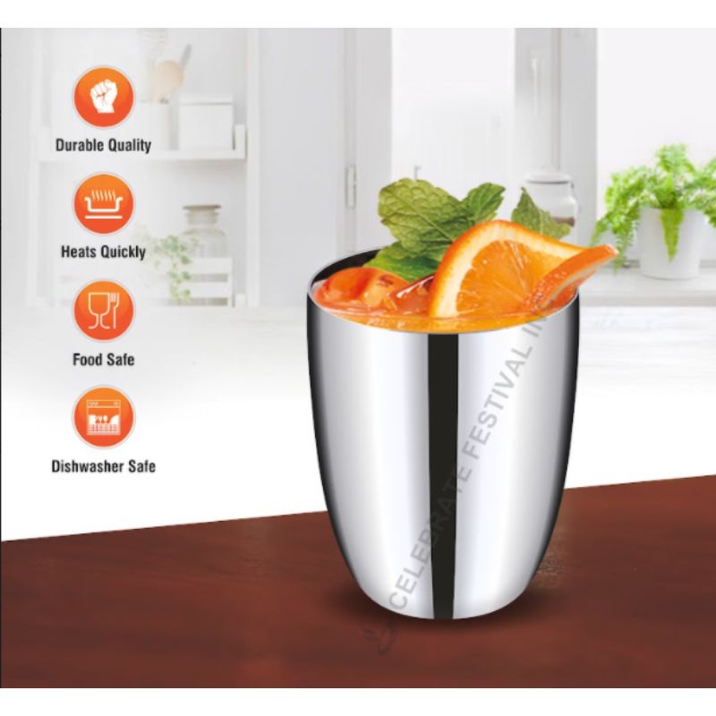 Stainless steel hammered Konica design oval glass – 16oz