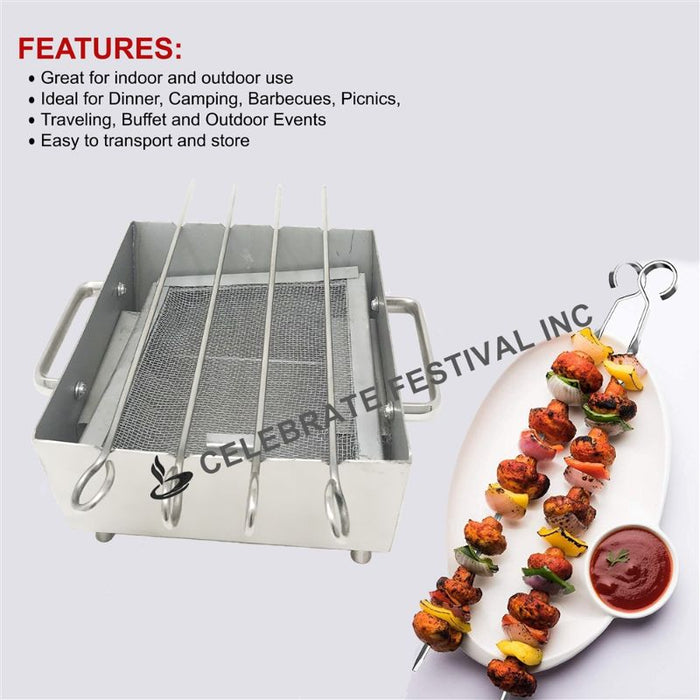Stainless Steel Table Top Barbecue - Square Shape