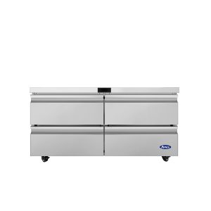 Atosa AUR60D4 Undercounter Refrigerator with Drawers – 60” Commercial Worktop Fridge, 4 Drawer, Stainless Steel