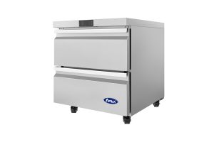 Atosa AUR27D2 Undercounter Refrigerator with Drawers – 27” Commercial Worktop Fridge, 2 Drawer Design, Stainless Steel