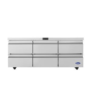 Atosa AUR72D6 Undercounter Refrigerator with Drawers – 72” Commercial Worktop Fridge, 6 Drawer, Stainless Steel