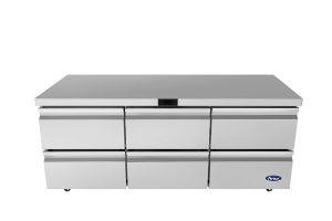 Atosa AUR72D6 Undercounter Refrigerator with Drawers – 72” Commercial Worktop Fridge, 6 Drawer, Stainless Steel