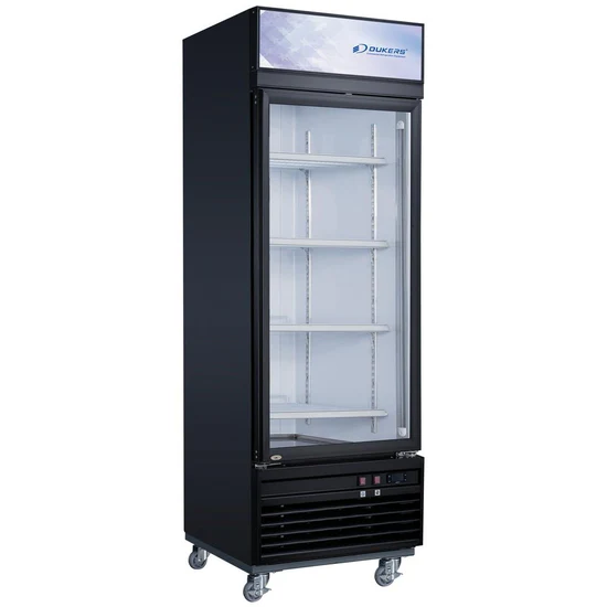 Dukers DSM-15F Commercial Glass Door Freezer – Single Swing Door Merchandiser with LED Lighting & Adjustable Shelves
