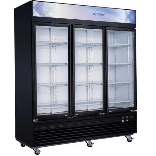 Dukers DSM-69F Commercial Freezer – Triple Glass Swing Door Merchandiser