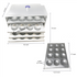 Dimension of a four-tier Heavy Duty Aluminum Idli Steamer, showing height, width, and tray spacing for precise sizing.