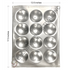 Top view of the idli tray with dimensions marked, showcasing the size, perforations, and idli mold spacing for precise steaming.