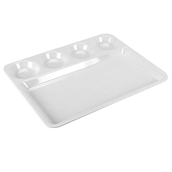 Servewell: Melamine  4+1 Compartment : 16.3"x12.6" DOSA PLATE 5 PART WHITE