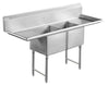 Serve-Ware 72" Two Compartment Sink with Dual Drainboards & Backsplash – 304 Stainless Steel Commercial Sink (E2CWP18182-18-V)