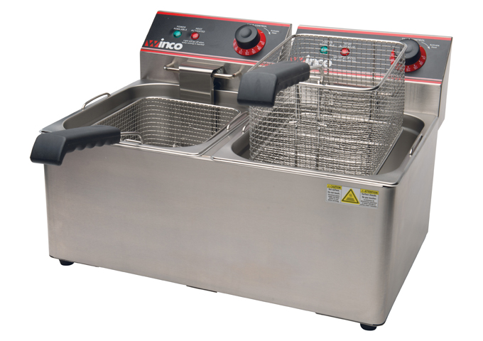 Winco EFT-32 Electric Fryer, Twin Well, 32Lbs Capacity, 120V (Price/Set)