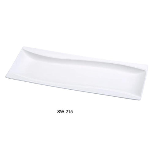 Yanco SW-215 Sea Wave Rectangular Plate, China, Bone White (1Dz)