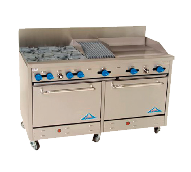 Comstock-Castle, F3226-24-1RB, Range, 60", 4 Burners, 24" Griddle, 12" Charbroiler