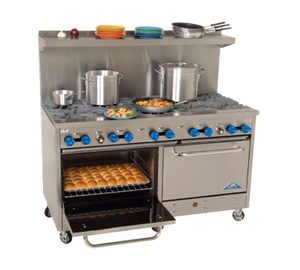 Comstock-Castle, F3226-2RB, Range, 60", 6 Burners, 24" Charbroiler