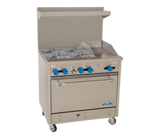 Comstock-Castle, F330-12, Range, 36", 4 Burners, 12" Griddle
