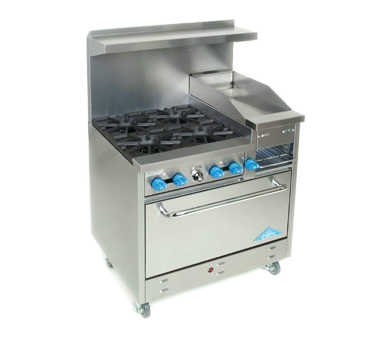 Comstock-Castle, F330-12B, Range, 36", 4 Burners, 12" Griddle/Broiler