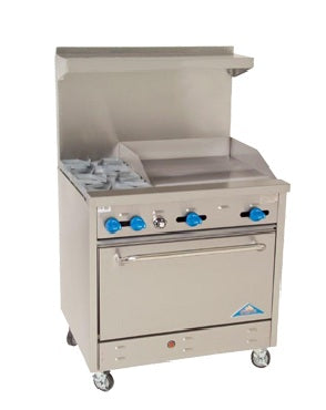 Comstock-Castle, F330-24, Range, 36", 2 Burners, 24" Griddle
